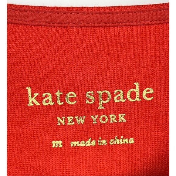 KATE SPADE Women's Red Short Sleeve Stretch Tie Waist Fit & Flare Dress Medium - Picture 3 of 7